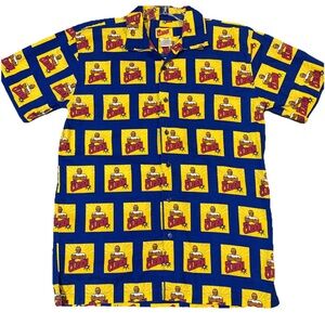 Mr. Clean Vintage Button Up Shirt Men's Blue and Yellow Graphic Shirt L